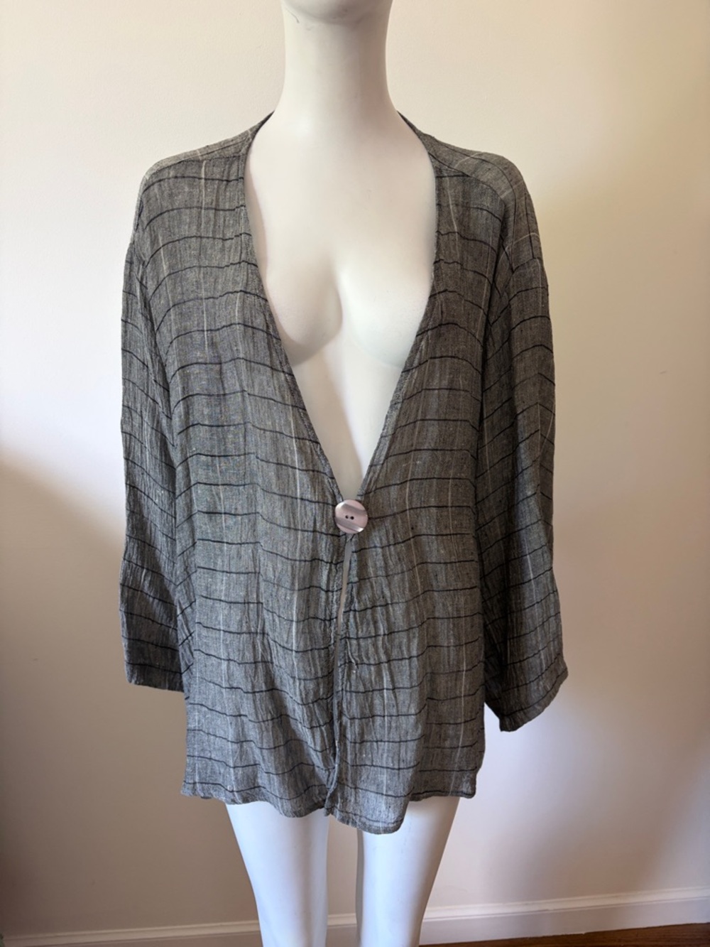 Chalet Et Ceci Gray and Black Checked Light Jacket Size 2X